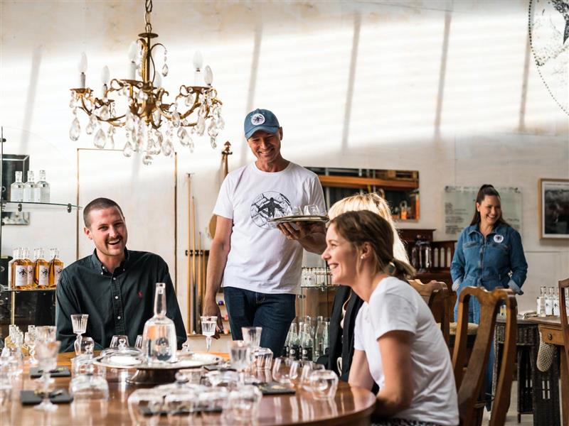 Guests experince a tasting of Swiftcrest's artisinal spirits