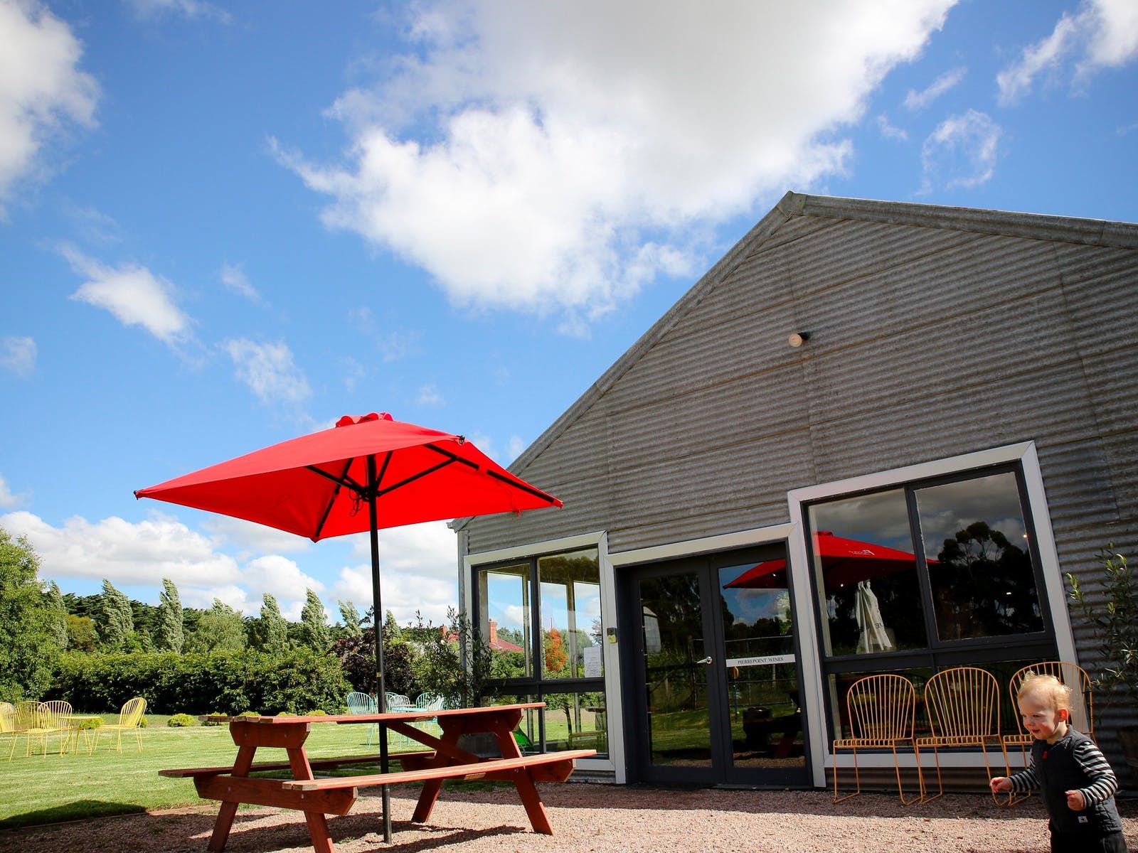 Picnic tables at the Cellar Door