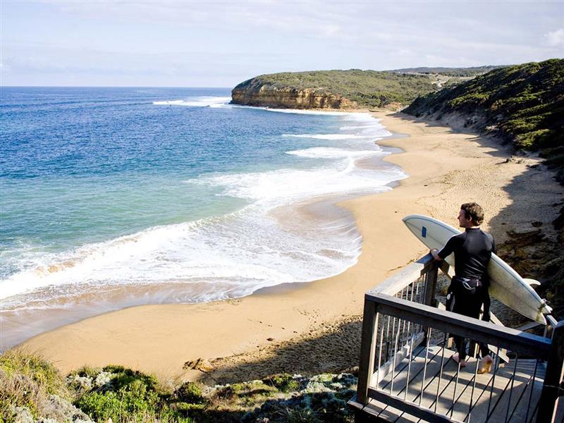 Surfer at Bells Beach, Torquay, Great Ocean Road, Victoria, Australia